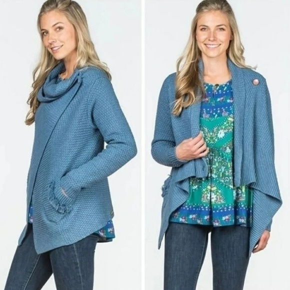 Matilda Jane Envision This Wrap Chunky Knit Cardigan Cabincore Comfy L - Picture 1 of 7